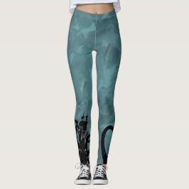Sea Monster Blue and Black Kraken with Ship Leggings