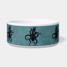 Sea Monster Blue and Black Kraken with Ship