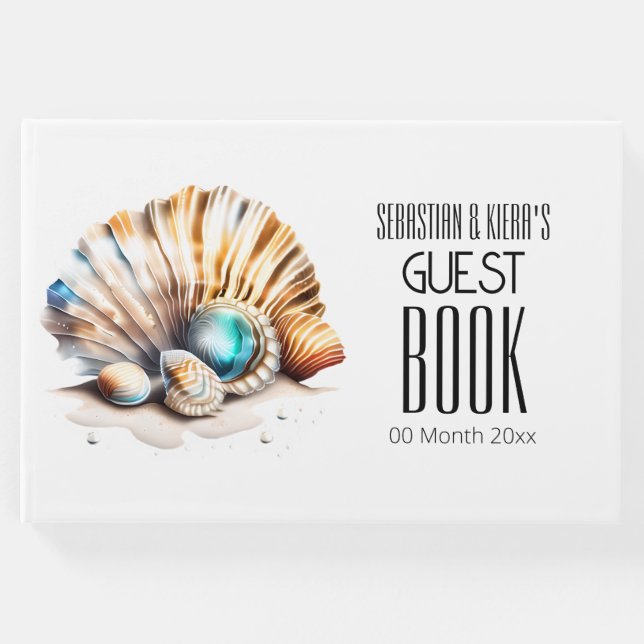 Sea Muschel 3D iridescent nautischen Strand Musche Gästebuch (Vorderseite)