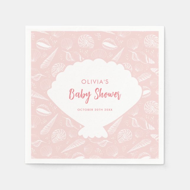 Sea Muschel Beach Pink Girls Ocean Baby Dusche Serviette (Vorderseite)