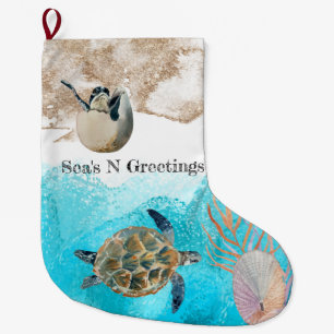 Sea N Greetings Beach Ocean Großer Weihnachtsstrumpf