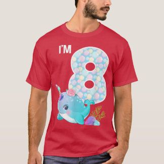 Sea Narwhal Birthday Im 8 Unterwasser-Ozean Thema T-Shirt
