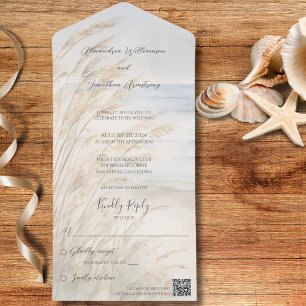 Sea Oats und Surfen - alles in einer Hochzeit All In One Einladung