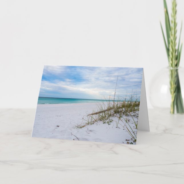 Sea Oats White Sand Beach Morgengratis Karte (Vorderseite)