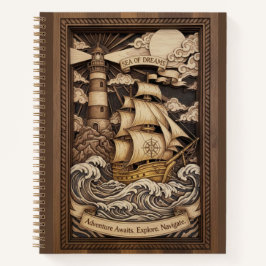 Sea of Dreams 3D Wood Carved Nautical Journal Notizbuch