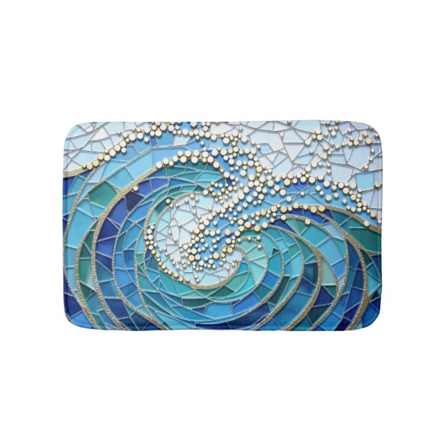 Sea of Waves Mosaic Art Badematte (Vorderseite)