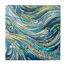 Sea of Waves Teal Mosaic Fine Art