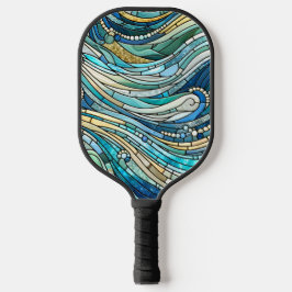 Sea of Waves Teal Mosaic Fine Art Pickleball Schläger