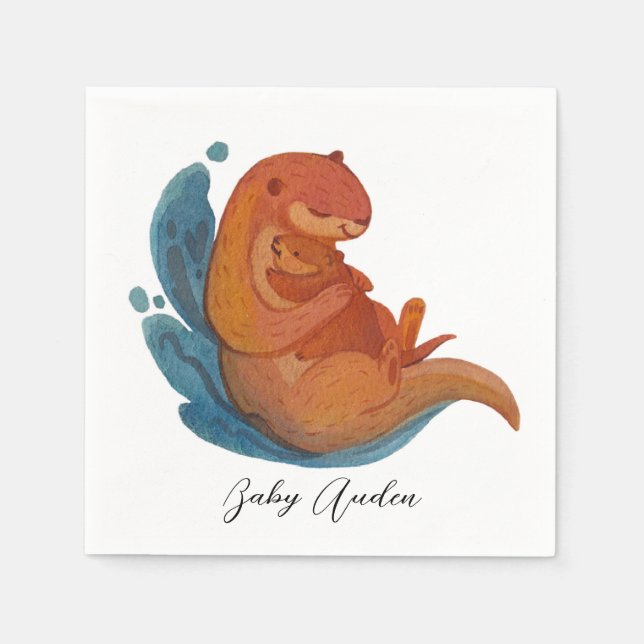 Sea Otter Napkins Babydusche Serviette (Vorderseite)