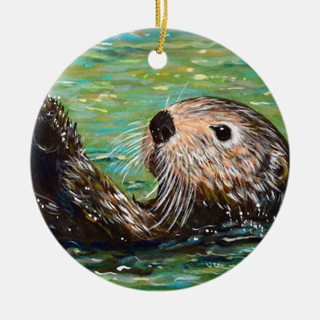 Sea Otter Painting Keramik Ornament (Vorne)
