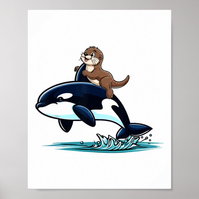 Sea Otter Reiten Orca Kostüm Seeparadies Leventina Poster (Vorne)