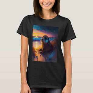 Sea Otter Retro Sunset Niedlich Otter 2 T-Shirt