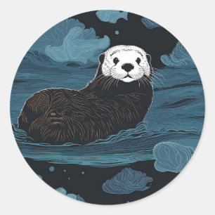 Sea Otter Süße Tier Runder Aufkleber