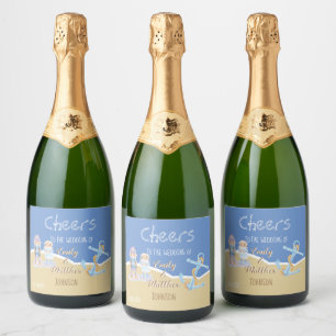 Sea Otters Beach Wedding Sparkling Weinflaschen La