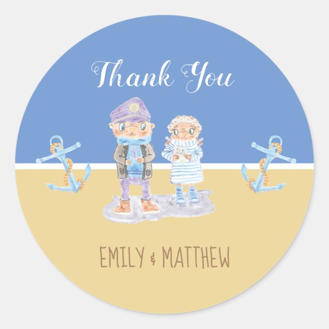 Sea Otters Couple Wedding Danke Stickers (Vorderseite)