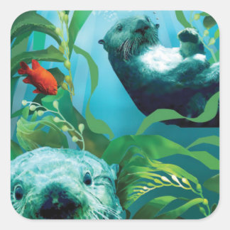 Sea Otter's Garden Square Sticker