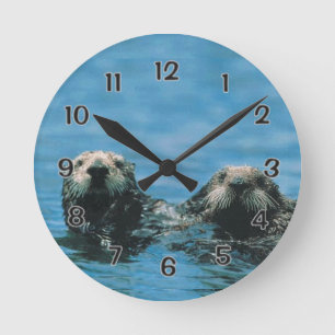 Sea Otters Runde Wanduhr
