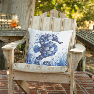 Sea Pferd Boat Blue Modern Kissen