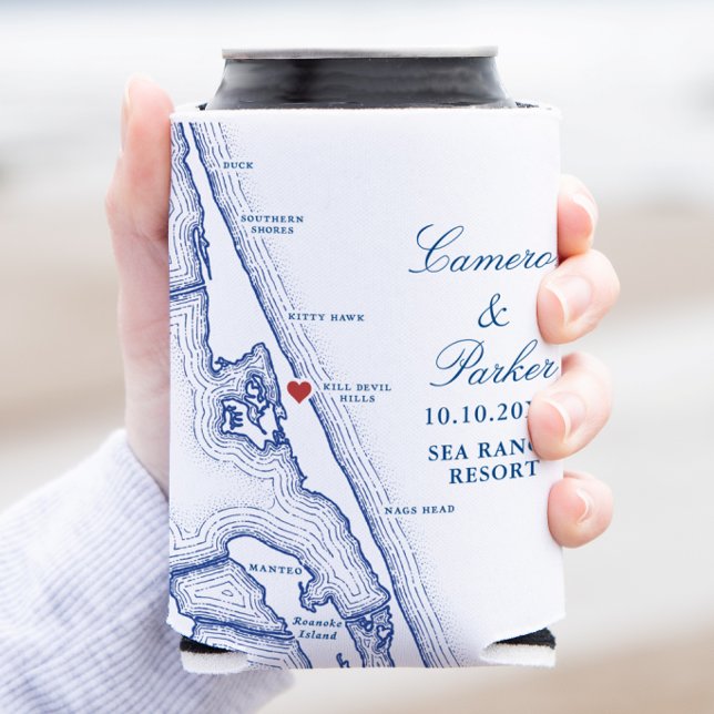 Sea Ranch Resort Hochzeitsgeschenk Kill Devil Hill Dosenkühler (Kill Devil Hills Map Wedding Favor Can Coozie Outer Banks Beach Wedding by Coastal Map Designs)