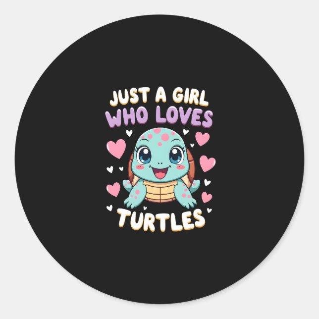 Sea Reptile Turtle Lovers Just A Girl Who Loves Tu Runder Aufkleber (Vorderseite)