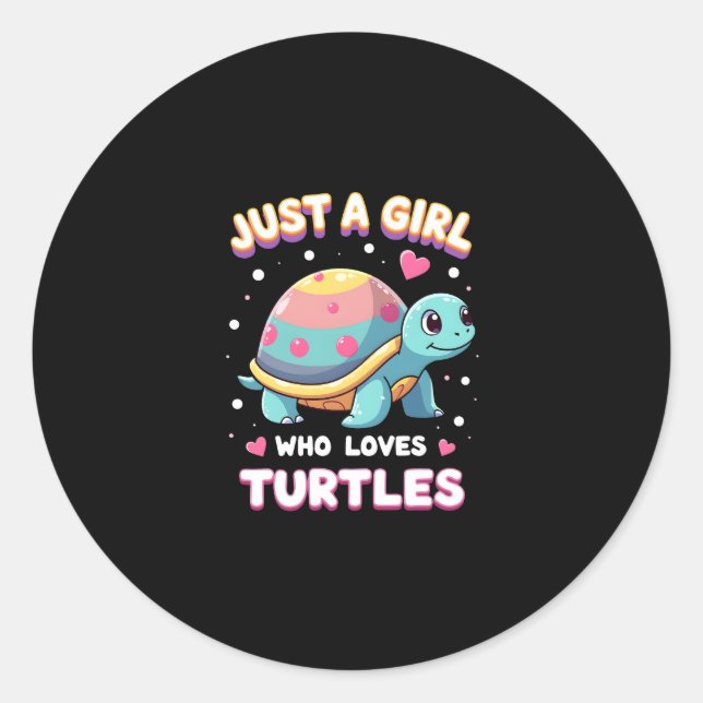 Sea Reptile Turtle Lovers Just A Girl Who Loves Tu Runder Aufkleber (Vorderseite)