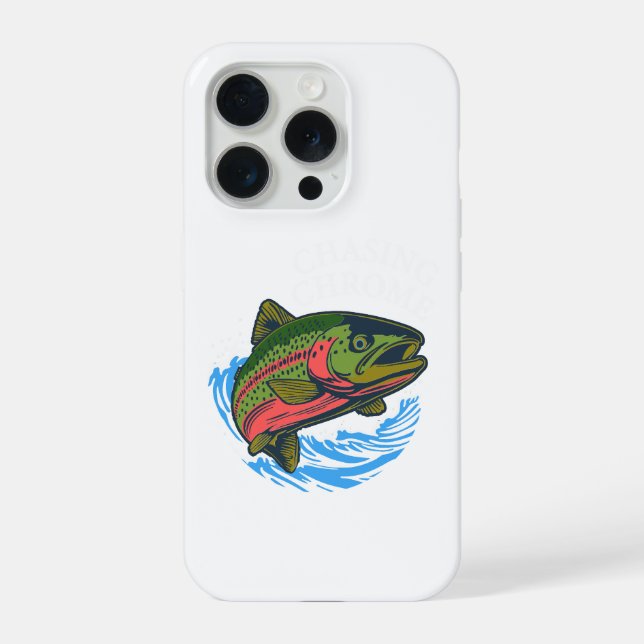 Sea Run Cutthroat Chasing Chrome Trout iPhone 15 Pro Hülle (Rückseite)