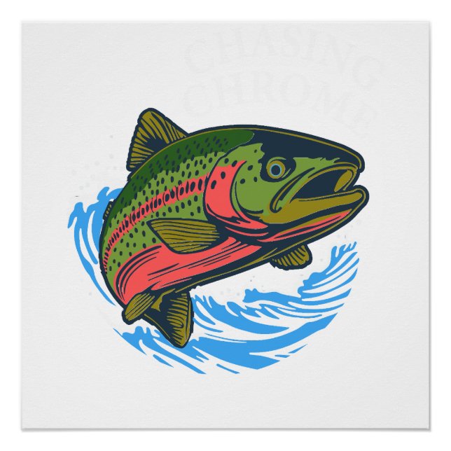 Sea Run Cutthroat Chasing Chrome Trout Poster (Vorderseite)