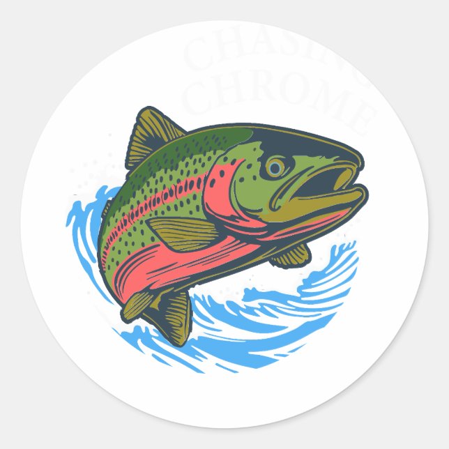 Sea Run Cutthroat Chasing Chrome Trout Runder Aufkleber (Vorderseite)
