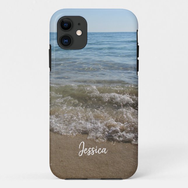 Sea & Sand Beach Waves Personalisierter Name Case-Mate iPhone Hülle (Rückseite)