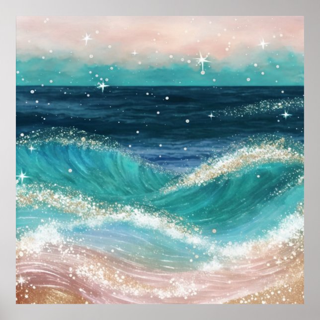 *~* Sea Sand Glitzer AP60 Ocean Coastal Beach Wave Poster (Vorne)