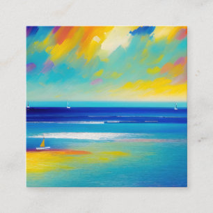 Sea Scape 10 "Auf dem Sand stecken". Quadratische Visitenkarte