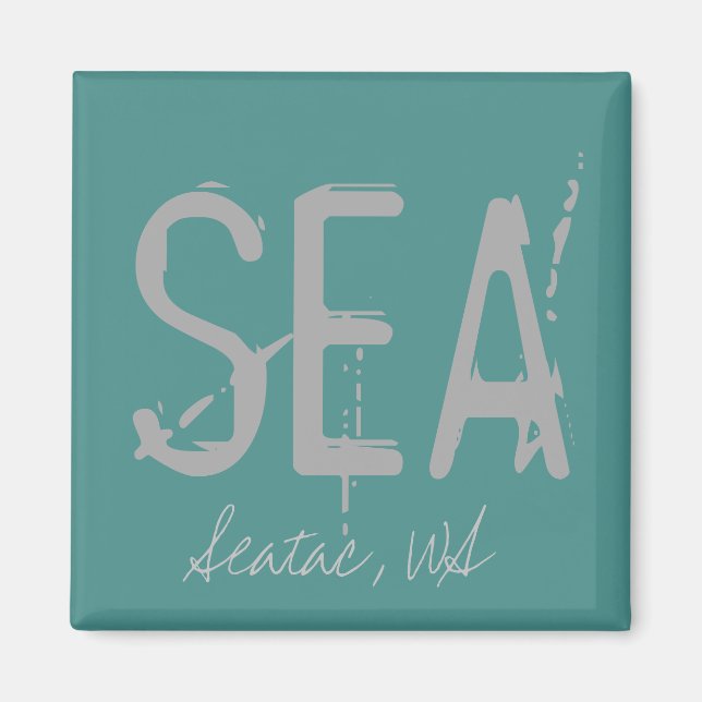 SEA Seattle Airport Code Typografie Magnet (Vorne)