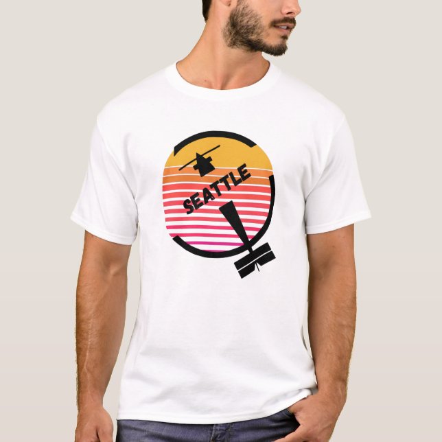 SEA Seattle Airport, Washington - Retro Plane T-Shirt (Vorderseite)