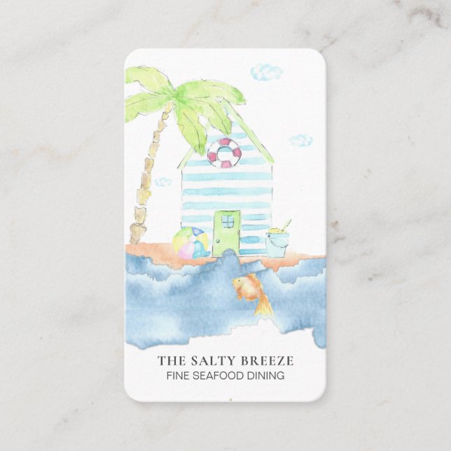 *~* Sea Shack Ring Buoy Fish Palm Dining Beach Visitenkarte (Vorderseite)