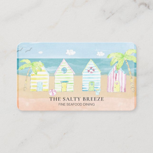 *~* Sea Shacks Sand Bucket Palm Dining Beach  Visitenkarte (Vorderseite)