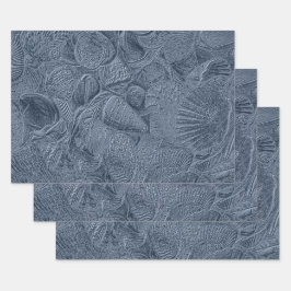 Sea Shell Coastal Beach Dusty Blue Decoupage Geschenkpapier Set