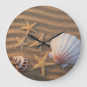 Sea Shells And Starfish Große Wanduhr