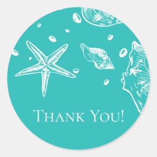 Sea Shells Douche nuptiale Merci Favoriser Sticker