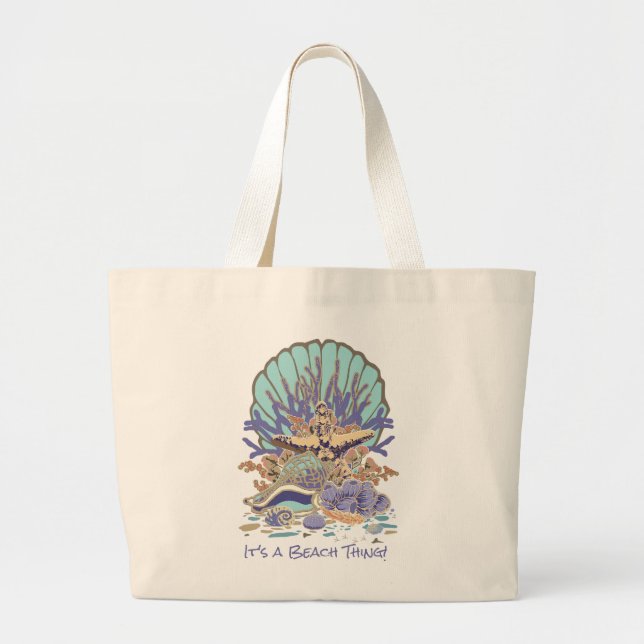 Sea Shore Beach Vibe Teal and Purple Jumbo Stoffbeutel (Vorne)