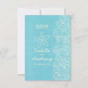 Sea Star & Wirbel Blue & Creme Hochzeit RSVP