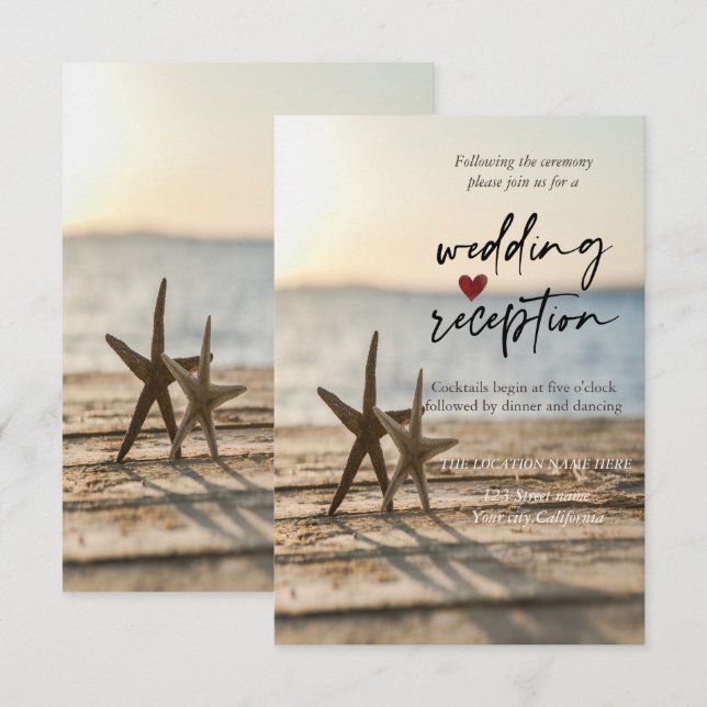 Sea stars Sand Beach Empfang Einladung (Vorne/Hinten)