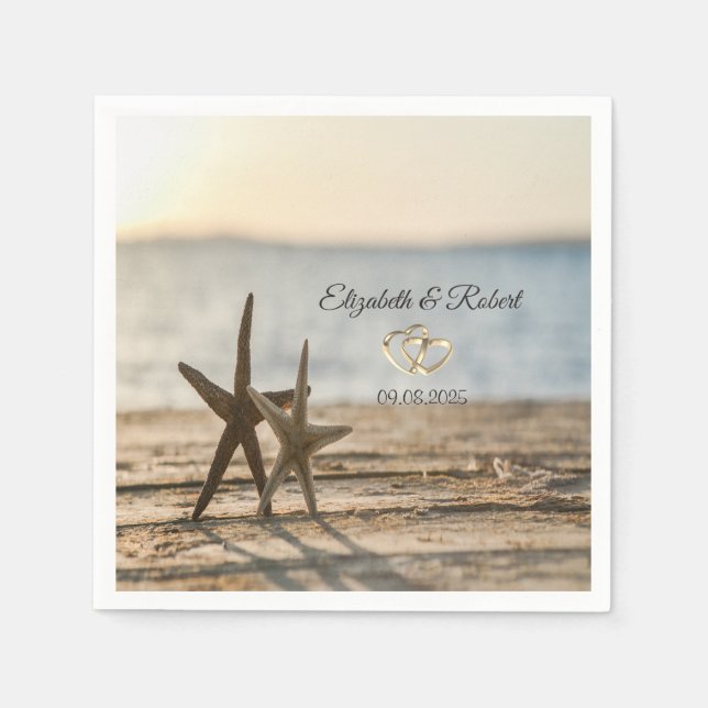 Sea stars Sand Beach Hochzeit Serviette (Vorderseite)