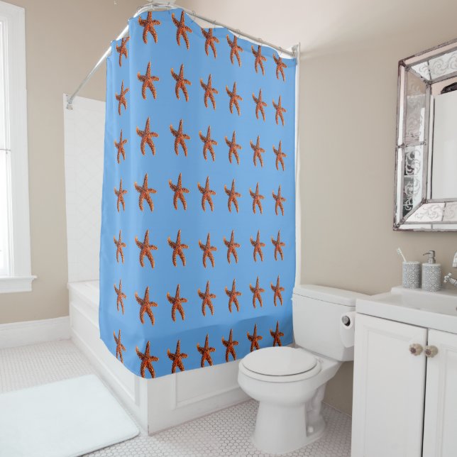 Sea Stars tanzen auf blau Duschvorhang (Beispiel)