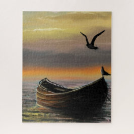 Sea Sunset Boat and Seagull Puzzleteil Geschenk