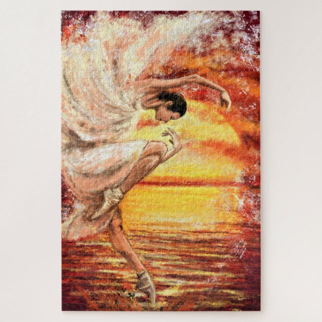 Sea Sunset Dancing Lady - Original Malerei Art (Vertikal)