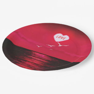 Sea Sunset Liebe Herzpapier Teller Romantische