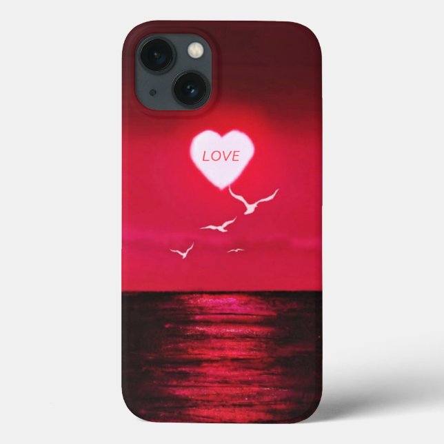 Sea Sunset Liebe Hört Romantisches Schwarzes Rot I Case-Mate iPhone Hülle (Rückseite)