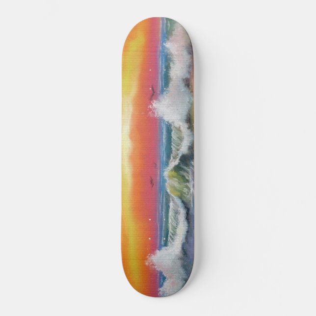 Sea Sunset Waves Skateboard Art Peinture (Recto)