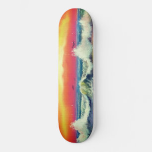 Sea Sunset Waves Skateboard - Malerei