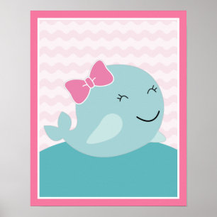 Sea Sweeties Mädchen Meerestiere Rosa - Wal Kunstp Poster
